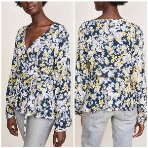 Yumi Kim Floral Long Sleeve V-neck Wrap Blouse